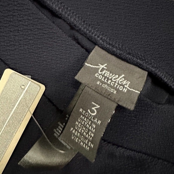 Chicos Travelers Pants Women XL 3 Blue Wide Leg Pull On Travel No Iron Nautical - Picture 4 of 13